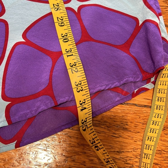 Tucker purple and red floral button front dress. Smocked neckline. Size Small. - Picture 10 of 14